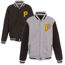 New Mens Pirates 2-tone Reversible Fleece Jacket Baseball - Gray/Black - $89.90