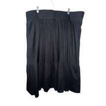 Torrid Midi Poplin Tiered Skirt Black Lined Pockets Stretch Waist Size 3... - $34.30