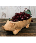 Rustic Wooden Hand Carved Tiki Animal Farm Pig Serving Dish Bowl Tray Pl... - $49.57 CAD