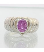 Lab Created Pink Sapphire Silver Unisex Stairway Heart Ring size 8 Desig... - £69.93 GBP