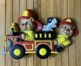 Vintage Homco Fire Engine Teddy Bear Firemen Dalmatian Dog Wall Decor - ... - $6.00