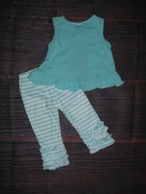NEW Boutique Turquoise Ruffle Tunic Ruffle Leggins Girls Outfit 12-18 Mo... - $20.73 CAD