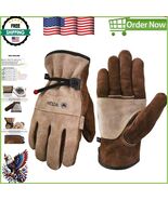 Utility Cowhide Gloves for Construction and Chainsaw Use - Large, Coffee... - $26.56 CAD