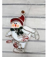 Stained Glass Skating Snowman Ornament Christmas Decor Holiday Decorations - £4.86 GBP