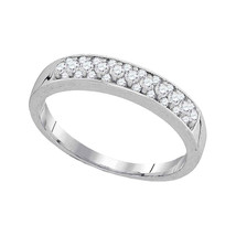 10k White Gold Womens Round Pave-set Diamond Single Row Wedding Band 1/4 Cttw - $338.00