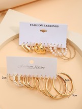 12pairs Faux Pearl Decor Twist Design Hoop Earrings - $15.75