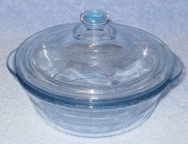 Fire King Sapphire Blue Philbe One Pint Bowl and Knob Lid Ovenware - £15.65 GBP