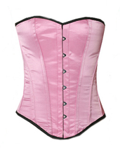 Victorian overbust steel boned Fullbust spiral satin pink corset - £33.46 GBP+