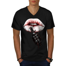 Grenade Stylish Fashion Shirt Deadly Kiss Men V-Neck T-shirt - £10.38 GBP