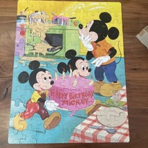 Vintage Disney Mickey Mouse Happy Birthday Cake 100 Pc Puzzle COMPLETE Whitman - $12.55