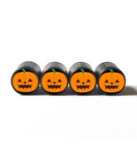 Jack-O-Latern Pumpkin Halloween Emoji Tire Valve Stem Caps - Black Aluminum - Se - £12.10 GBP