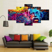 Multi Panel Print Einstein Psychedelic Canvas 5 Piece Wall Art Cannabis Pot Weed - £21.98 GBP+