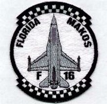 USAF AIR FORCE 93FS FL MAKOS B&amp;W CHECKERED EMBROIDERED JACKET PATCH - £27.53 GBP