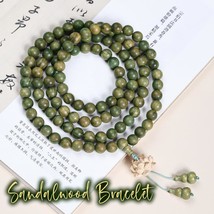 Natural Sandalwood Bracelet Mix Charm Lotus, 108 bead Green Sandalwood B... - $503.27 MXN+