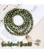 Natural Sandalwood Bracelet Mix Charm Lotus, 108 bead Green Sandalwood B... - $495.87 MXN+
