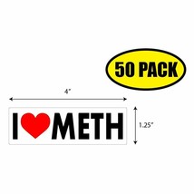 50 Pack 4&quot;x1.25&quot; I Love Meth Sticker Decal Humor Funny Gift VG0087 - £31.60 GBP