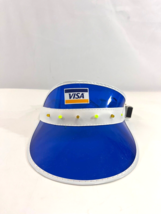 Visa Blue Sun Visor Hat Battery Operated Lights Up PVC One Size Vtg Taiw... - $19.34