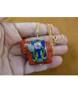 J27-12 Red CINNABAR Elephant carved wood lacquer jewelry 18&quot; Pendant nec... - €26,72 EUR
