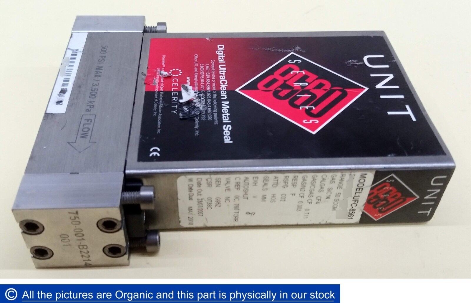 Celerity UFC-8561 Mass Flow Controller Gas SiCI4 Cal Gas CF4 50 SCCM Ser... - $488.00