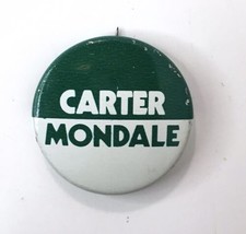 Jimmy Carter Walter Mondale Political Campaign Pin 1&quot; Vintage 1976 - £6.38 GBP