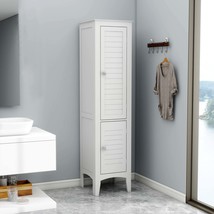 White Tall Narrow Tower Storage Cabinet - 5-Tier, Shutter Doors - $144.99