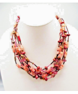 Chico&#39;s 6 Strand Copper Crean  &amp; Carnelian color Agate Beads Short 25&quot; N... - $20.60 CAD