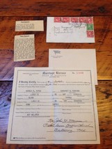 1937 Marriage License Harold Fitch Margaret Sanford Luray Virginia Love Letters - £98.75 GBP