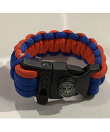 Paracord Survival Bracelet with Compass &amp; Whistle Red blue Adventure Bra... - $12.05 CAD