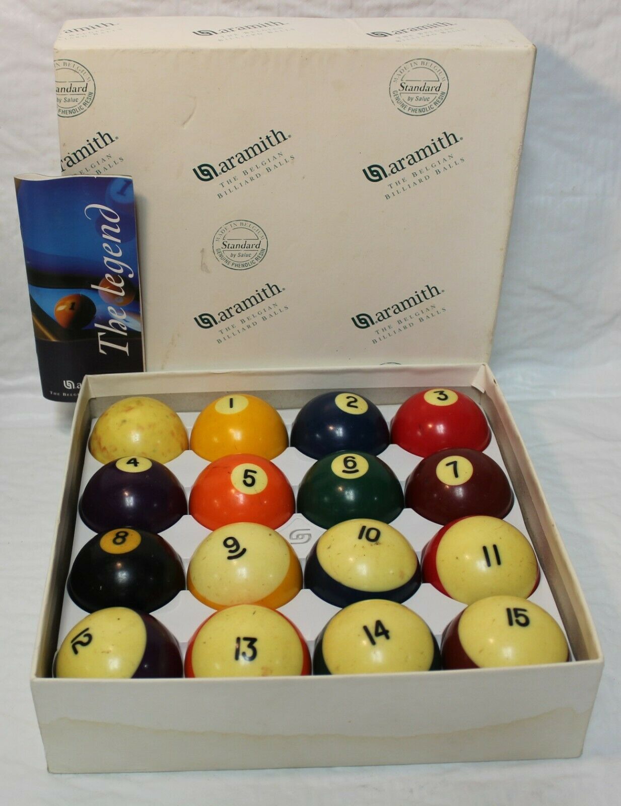 Genuine Antique Belgium Aramith Crown Standard Pool Billiard Ball Set Used w BOX - $75.00