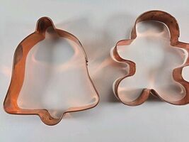 2 Large Copper Cookie Cutters Gingerbread Boy &amp; Bell 4”  - $15.37 CAD