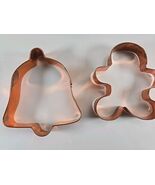 2 Large Copper Cookie Cutters Gingerbread Boy &amp; Bell 4”  - $10.88
