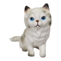 Vintage Large White Ceramic Cat Figure with blue Eyes - £9.13 GBP