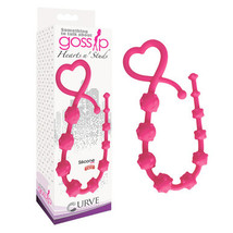 Curve Toys Gossip Hearts N Studs Silicone Nubbed Anal Beads Magenta - £18.34 GBP