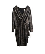 London Times Dress Women 20W Silver Metallic Faux Wrap Midi Stretch Even... - €28,65 EUR