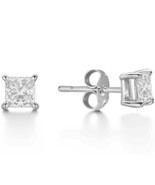 18Carat White Gold Princess Cut Diamond Studs Earrings 0.60 Carats GIA - $2,769.56 CAD