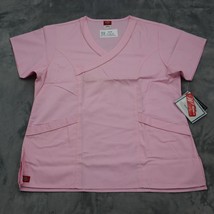 Dickies Shirt Womens L Pink Scrubs Medical Uniform VNeck Relaxed Fit Sof... - £15.50 GBP