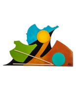 Handmade layered Abstract wood wall art by Alisa - 21x13 - $2,712.56 MXN