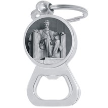 Abraham Lincoln Statue Bottle Opener Keychain - Metal Beer Bar Tool Key Ring - £8.46 GBP