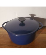 Vintage Cousances Dutch Oven 20 Enameled Cast Iron Cobalt Blue Pot Franc... - £61.91 GBP