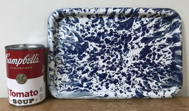 Vintage Antique Blue White Swirl Enamelware Cocktail Serving Tray Dish 1... - £63.03 GBP
