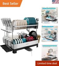 2 Tier Dish Drying Rack, Extra Large Dish Rack, Multifunctional Large Di... - $119.53