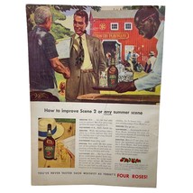 Four Roses Whiskey Vintage Print Ad 40s John Falter Art Country Playhouse - $10.49