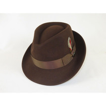 Men BENTLY HEADWEAR Hat Australian Wool Pinch Front Fedora Hudson HU421 Brown image 5
