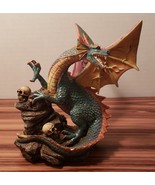 Dragon Collecitble Resin Green body with Red Scales and 3 Skulls - $12.99