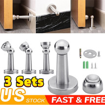 3 Set Magnetic Door Stop Stopper Home Safety Fitting Screw Catch Stainless Steel - £15.97 GBP