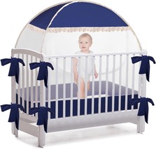 Zonegrace Baby Crib Tent Cover to Keep Baby from Climbing Out Navy Blue ... - £27.81 GBP