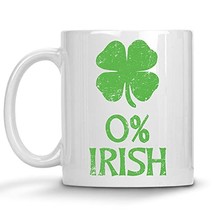 0% Irish St. Patrick&#39;s Graphic Coffee Mug, Distressed Shamrock Retro Irish Four  - £11.81 GBP