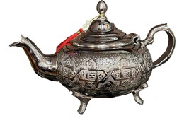 Moroccan teapot, Unique Moroccan large teapot, Large Moroccan silver teapot - £109.70 GBP