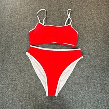 Unbranded Bikini Set Women Large Red with White Trim Bralette Two Piece ... - $19.99