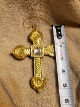 Dillards Trimming Christmas Ornament Gold Cross with White Faux Gem - £3.94 GBP
